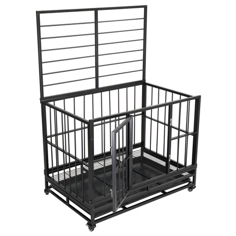 36.5” Heavy Duty Dog Cage Crate Kennel Metal Pet Playpen Portable with Tray Black