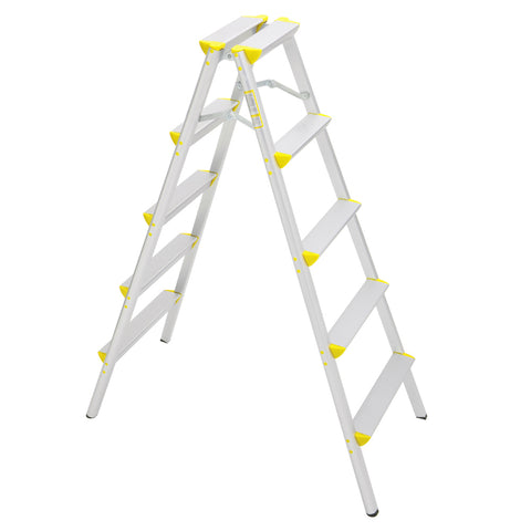 5 Step Ladder Aluminum Lightweight Ladder Double Sided A Step Ladder Folding Step Stool with Anti-Slip Wide Pedal 330lbs