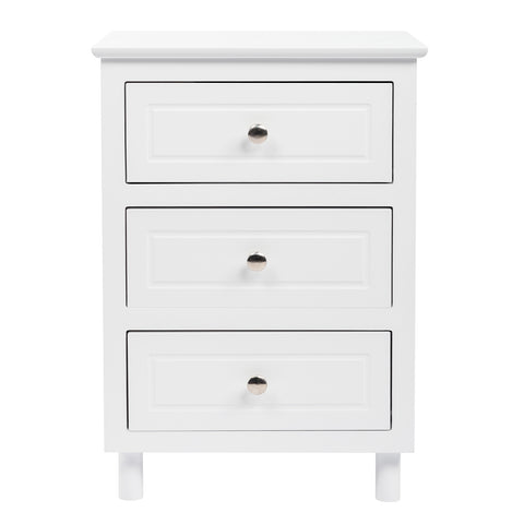 45*38*63cm Country Style Three Drawer Night Table Large Size White