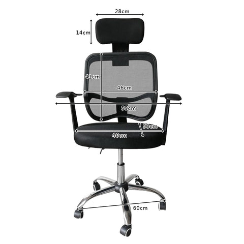 Mesh Back Gas Lift Back Tilt Adjustable Office Swivel Chair with Headrest & Armrests Black