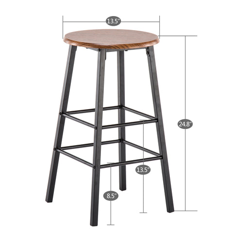 PVC Wood Grain Simple Bar Table Tound Bar Stool (One Table And Two Stools)