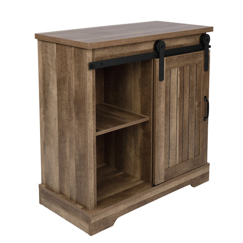 FCH Sliding Barn Door Entryway Cabinet TV Stand Vintage Oak