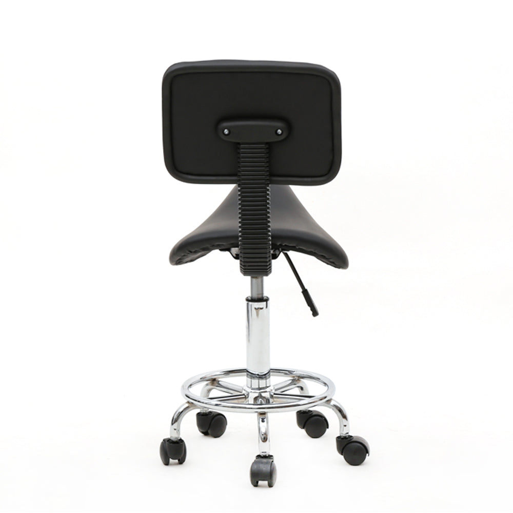 Saddle Shape Adjustable Salon Stool with Back Black