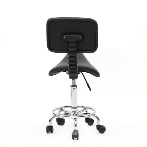 Saddle Shape Adjustable Salon Stool with Back Black