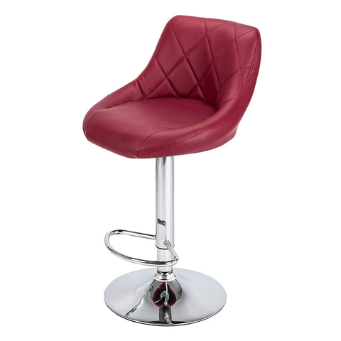 2pcs Adjustable High Type with Disk No Armrest Rhombus Backrest Design Bar Stools Wine Red