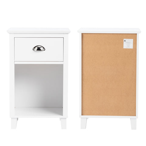 FCH 40*30*63cm Simple And Modern White Cabinet, MDF Spray Paint, High Legs, Two Drawers, Bedside Table