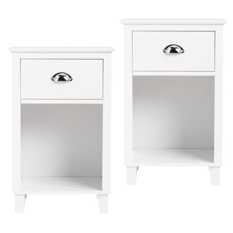 FCH 40*30*63cm Simple And Modern White Cabinet, MDF Spray Paint, High Legs, Two Drawers, Bedside Table