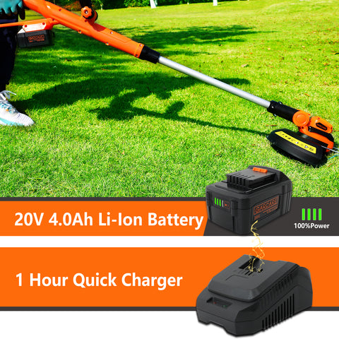 Telescopic Cordless String Trimmer 2-in-1 Edger Trimmer 4.0 AH Battery W/ Charge