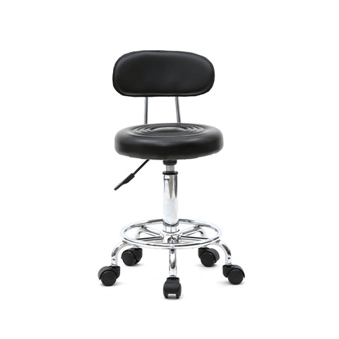 Round Shape Adjustable Salon Stool with Back and Line Black