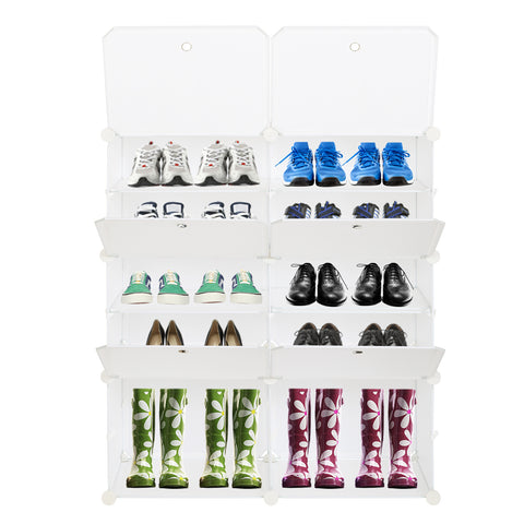 5-Tier Portable 20 Pair Shoe Rack Organizer 10 Grids Tower Shelf Storage Cabinet Stand Expandable for Heels, Boots, Slippers, White