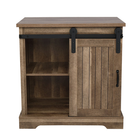 FCH Sliding Barn Door Entryway Cabinet TV Stand Vintage Oak