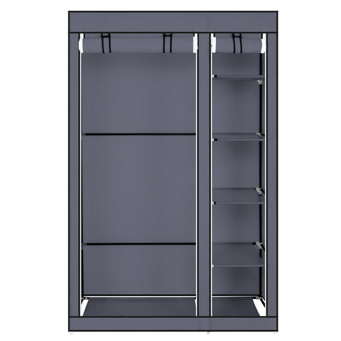 67" Portable Clothes Closet Wardrobe with Non-woven Fabric and Hanging Rod Quick and Easy to Assemble Gray