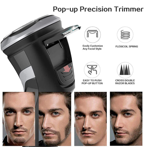 MAX-T Men's Electric Wet and Dry Shaver, 3D ProSkin IPX7 Waterproof Electric Shaver with Pop-up Precision Trimmer, Rechargeable and Cordless Electric Shaver.