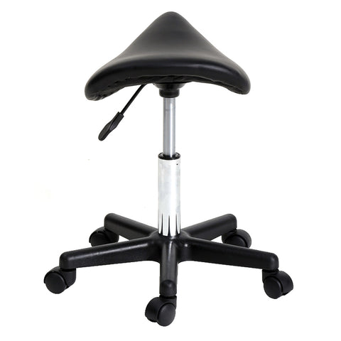 Saddle Stool Plastic Flat Feet Rotation Bar Stool Black