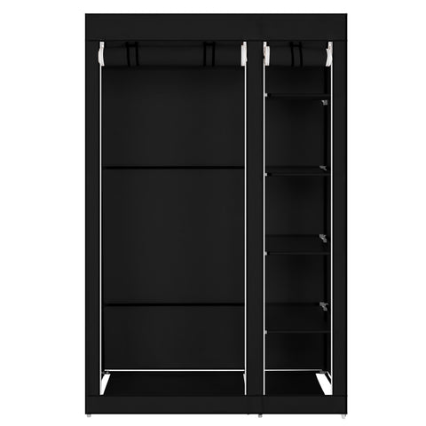 67" Portable Clothes Closet Wardrobe with Non-woven Fabric and Hanging Rod Quick and Easy to Assemble Black