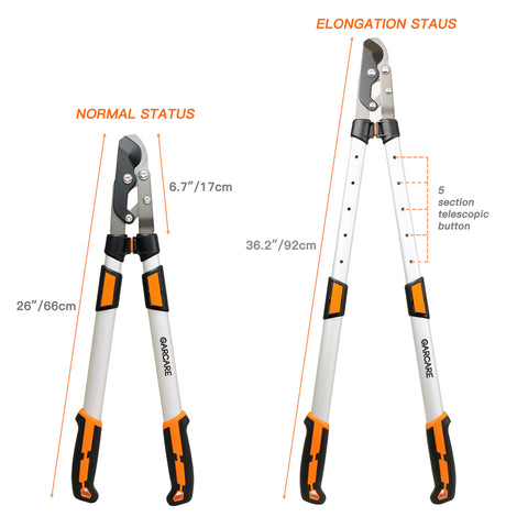 Tree Loppers Heavy Duty High Carbon Steel SK5 Blade Extend 26.3"-32.6''