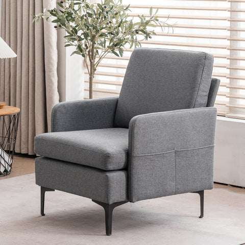 Lounge Chair, Comfy Single Sofa Accent Chair for Bedroom Living Room Guestroom, Dark Grey