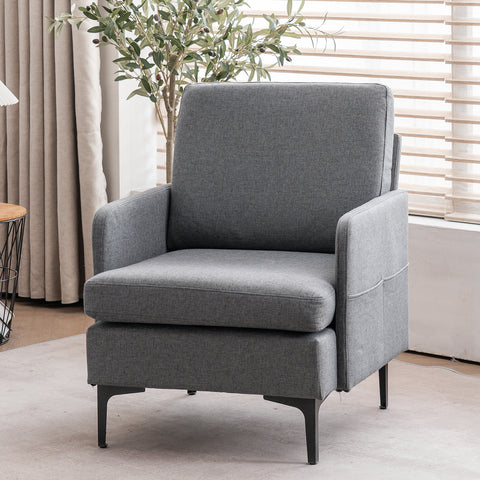 Lounge Chair, Comfy Single Sofa Accent Chair for Bedroom Living Room Guestroom, Dark Grey