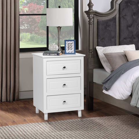 45*38*63cm Country Style Three Drawer Night Table Large Size White