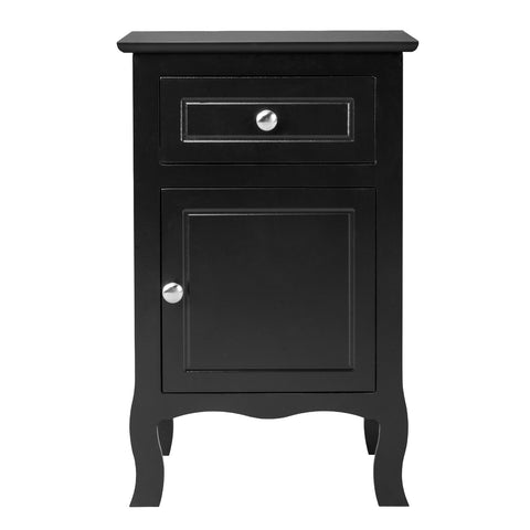 FCH 40*30*63cm Countryl Style MDF Spray Paint Curved Foot One Drawer One Door Night Table Black