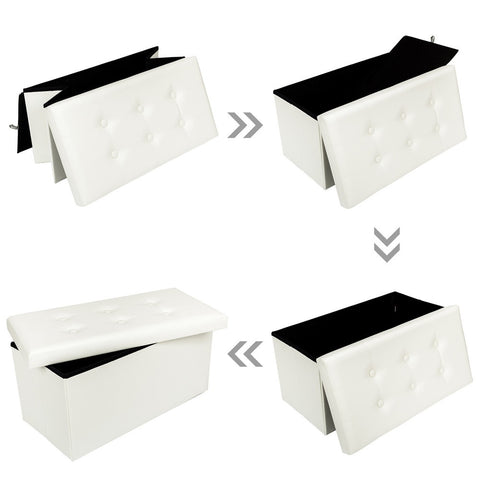 PU Leather Footstool with Leather Footstool White 76*38*38cm