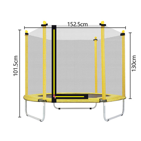 Ø 150cm Kindertrampolin, Gartentrampolin, Indoor/Outdoor Trampolin, mit gepolsterten Stangen und Sicherheitsnetz