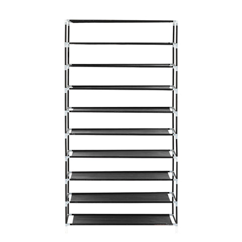 10 Tiers Shoe Rack with Dustproof Cover Closet Shoe Storage Cabinet Organizer Black