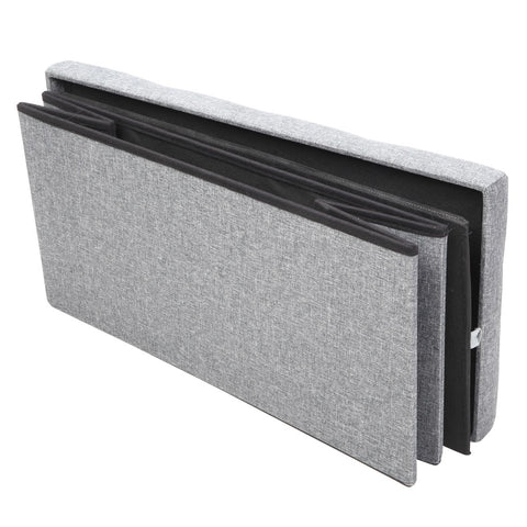 Practical Signature Cotton Rectangle Shape Surface with Line Footstool Gray