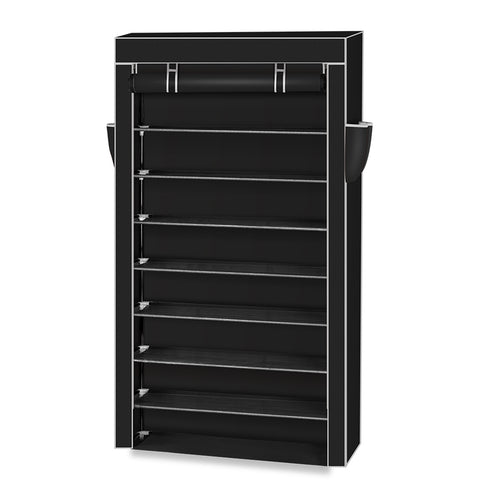 10 Tiers Shoe Rack with Dustproof Cover Closet Shoe Storage Cabinet Organizer Black