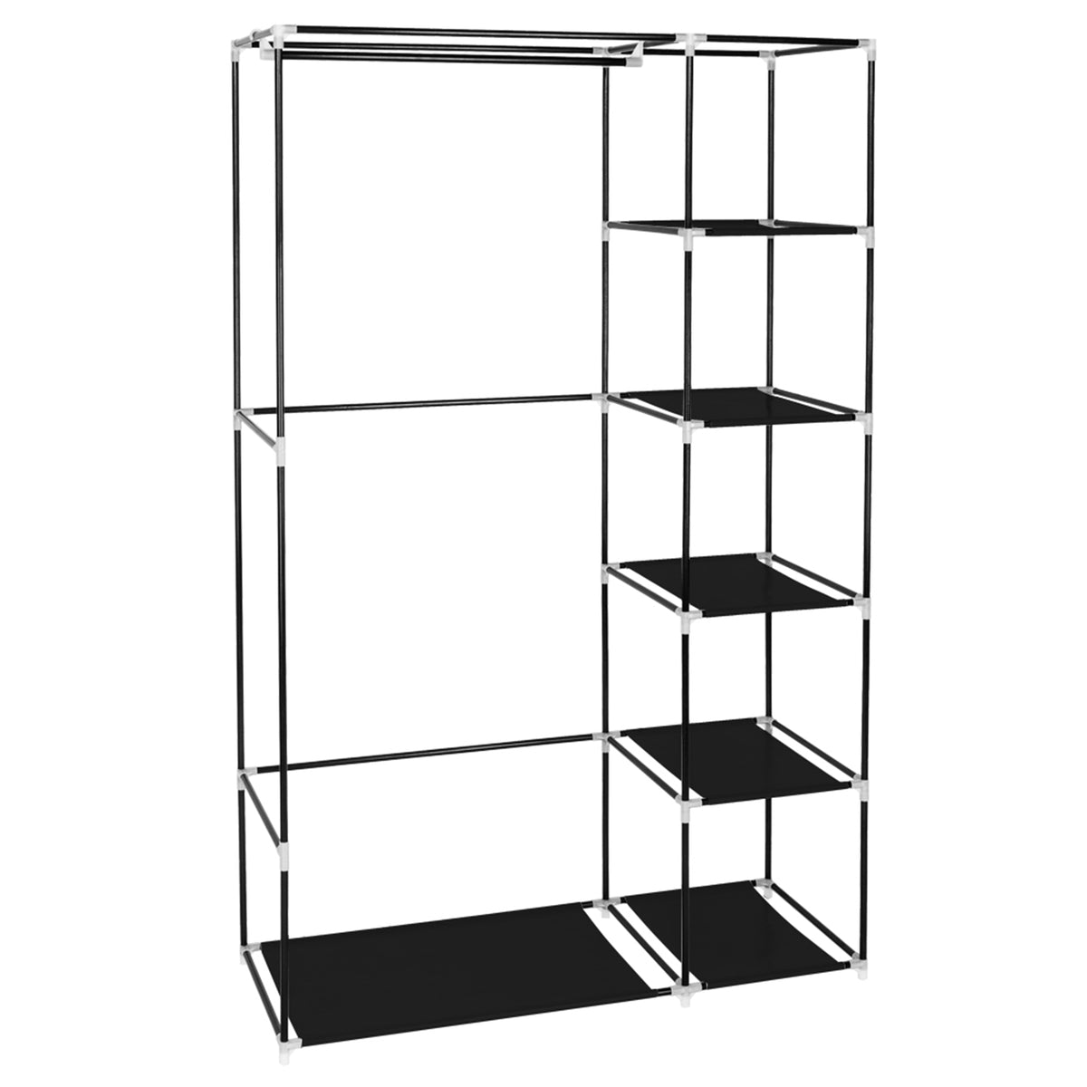 67" Portable Clothes Closet Wardrobe with Non-woven Fabric and Hanging Rod Quick and Easy to Assemble Black