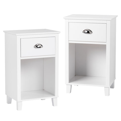 FCH 40*30*63cm Simple And Modern White Cabinet, MDF Spray Paint, High Legs, Two Drawers, Bedside Table