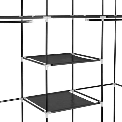 69" Portable Clothes Closet Non-Woven Fabric Wardrobe Double Rod Storage Organizer Black