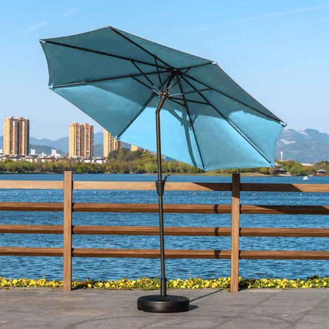 2.7M Garden Parasol Patio Umbrella with 8 Sturdy Ribs, Outdoor Sunshade Canopy with Crank and Tilt Mechanism UV Protection for Deck, Patio and Balcony