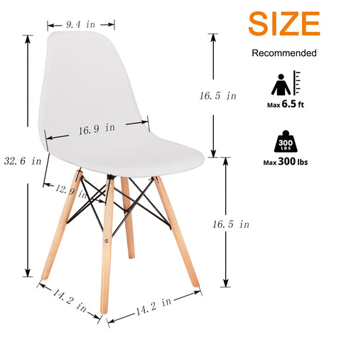 Living Room Chairs/Dining Chairs/Desk Chairs/Office Chairs/Leisure Chairs/Natural Beech Chairs with ABS backrest, a Set of 4, White