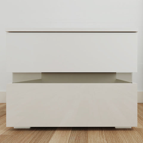 RGB LED Double Side Cabinet Bedside Table White