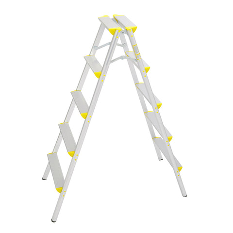 5 Step Ladder Aluminum Lightweight Ladder Double Sided A Step Ladder Folding Step Stool with Anti-Slip Wide Pedal 330lbs