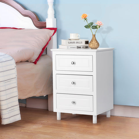 45*38*63cm Country Style Three Drawer Night Table Large Size White