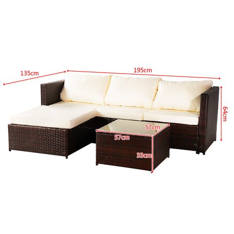 Oshion Three-piece Conjoined Sofa Pedal Coffee Table Brown (Combination of 2 Boxes)