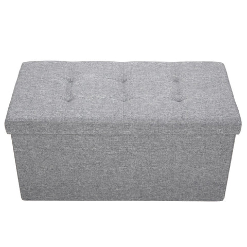 Practical Signature Cotton Rectangle Shape Surface with Line Footstool Gray