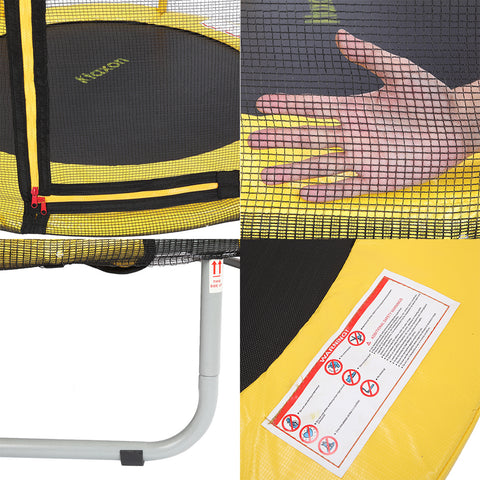 Ø 150cm Kindertrampolin, Gartentrampolin, Indoor/Outdoor Trampolin, mit gepolsterten Stangen und Sicherheitsnetz