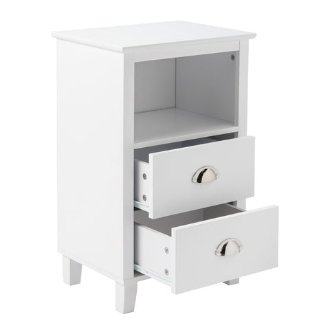 FCH 40*30*63cm Simple And Modern White Cabinet, MDF Spray Paint, High Legs, Two Drawers, Bedside Table