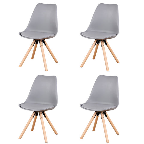 EDLMH Set of 4, Linen/Velvet Fabric/ABS PP Nordic Dining Chair with Beech Wood Legs for Dining Room, Living Room, Office, Bedroom, Gray